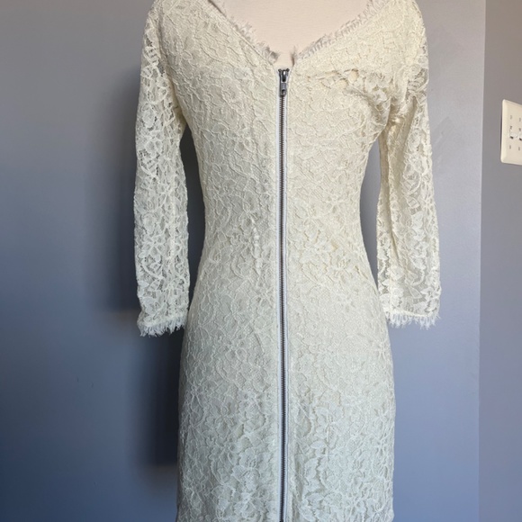 Diane Von Furstenberg Ivory Zarita Lace Mini Cocktail Special Occasion Dress 4 - Picture 10 of 15